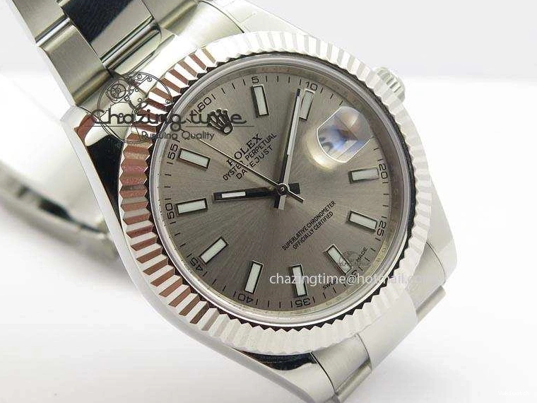 SS II 116334 On Sliver Sticks Dial Markers 41mm A3136 SS Gray Datejust Bracelet 0405